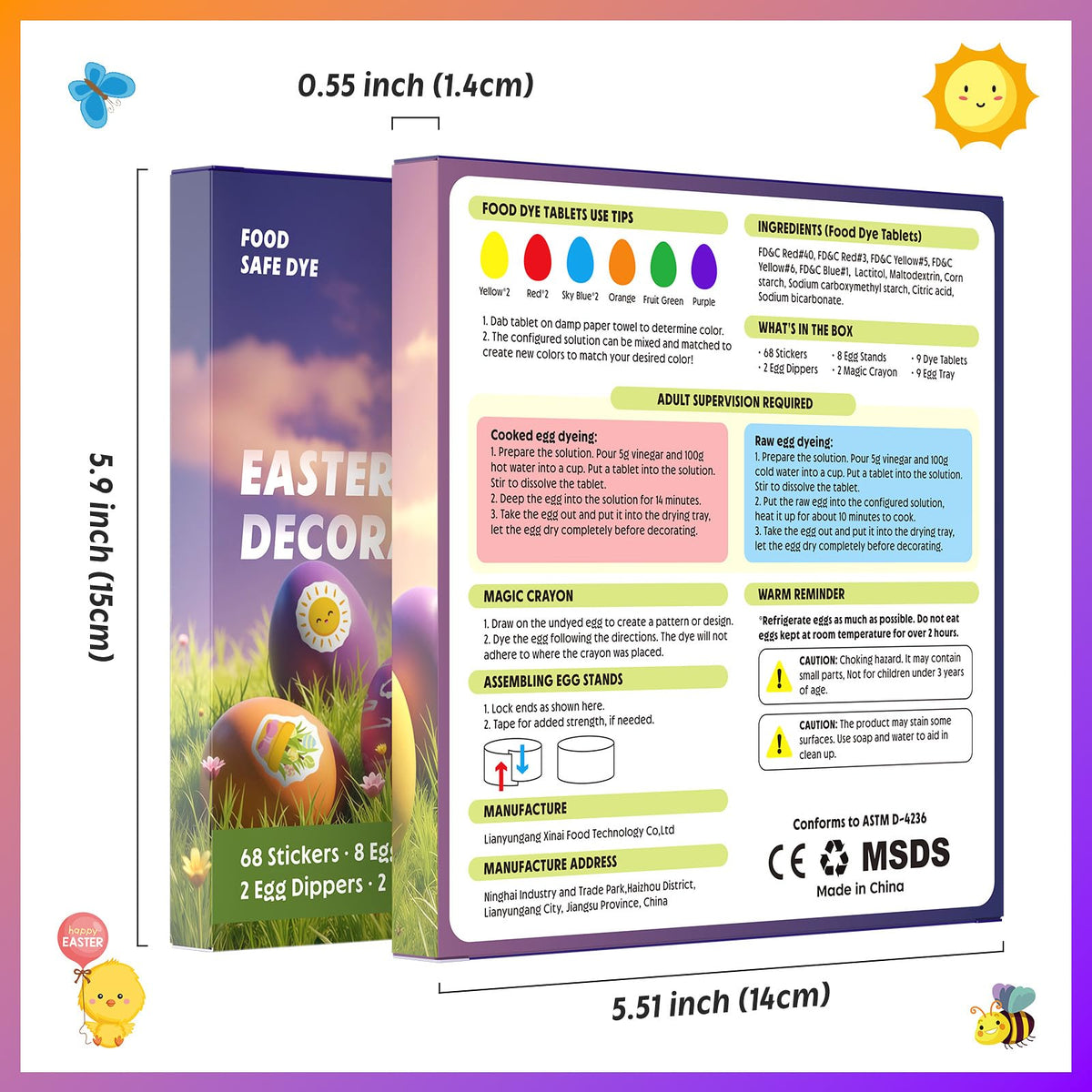 Cherrysea Easter egg kit packaging shows complete DIY supplies.