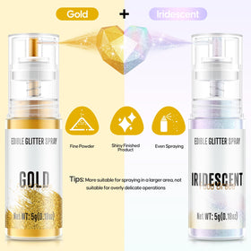 Cherrysea gold iridescent glitter duo enhances drinks and pastries