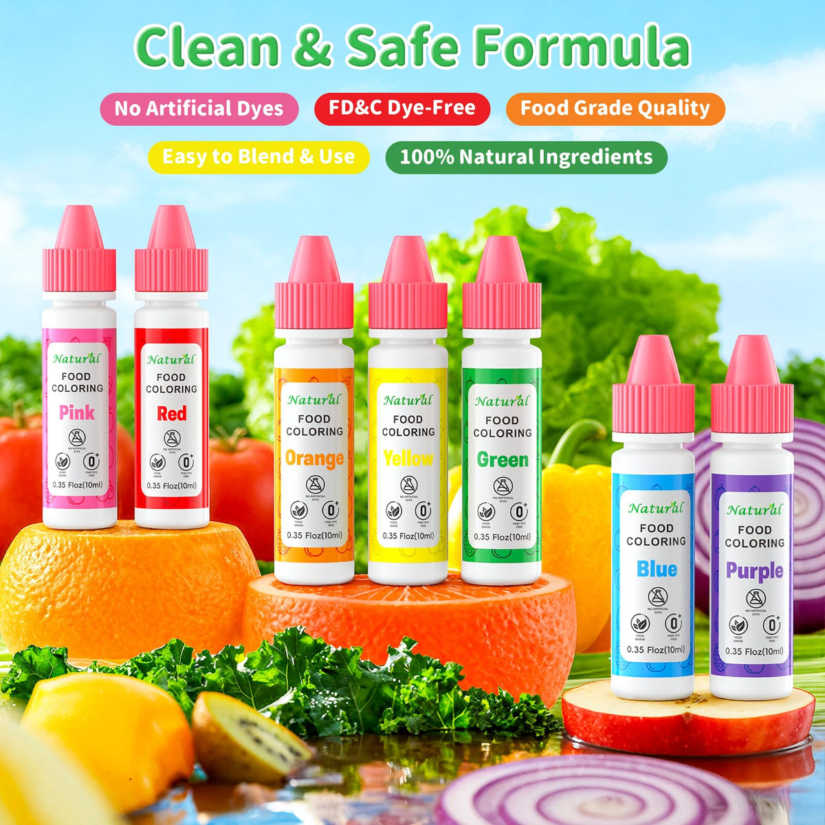 Cherrysea purple dye bottle enhances celebration desserts with depth.