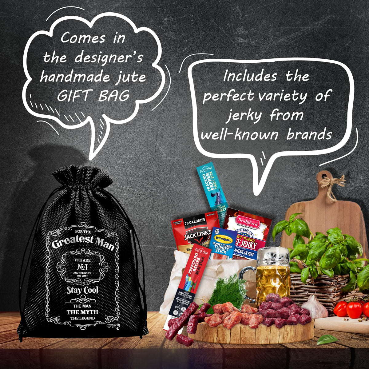 Cheshire Gifts beef jerky bars snack pack offering satisfying protein and flavor