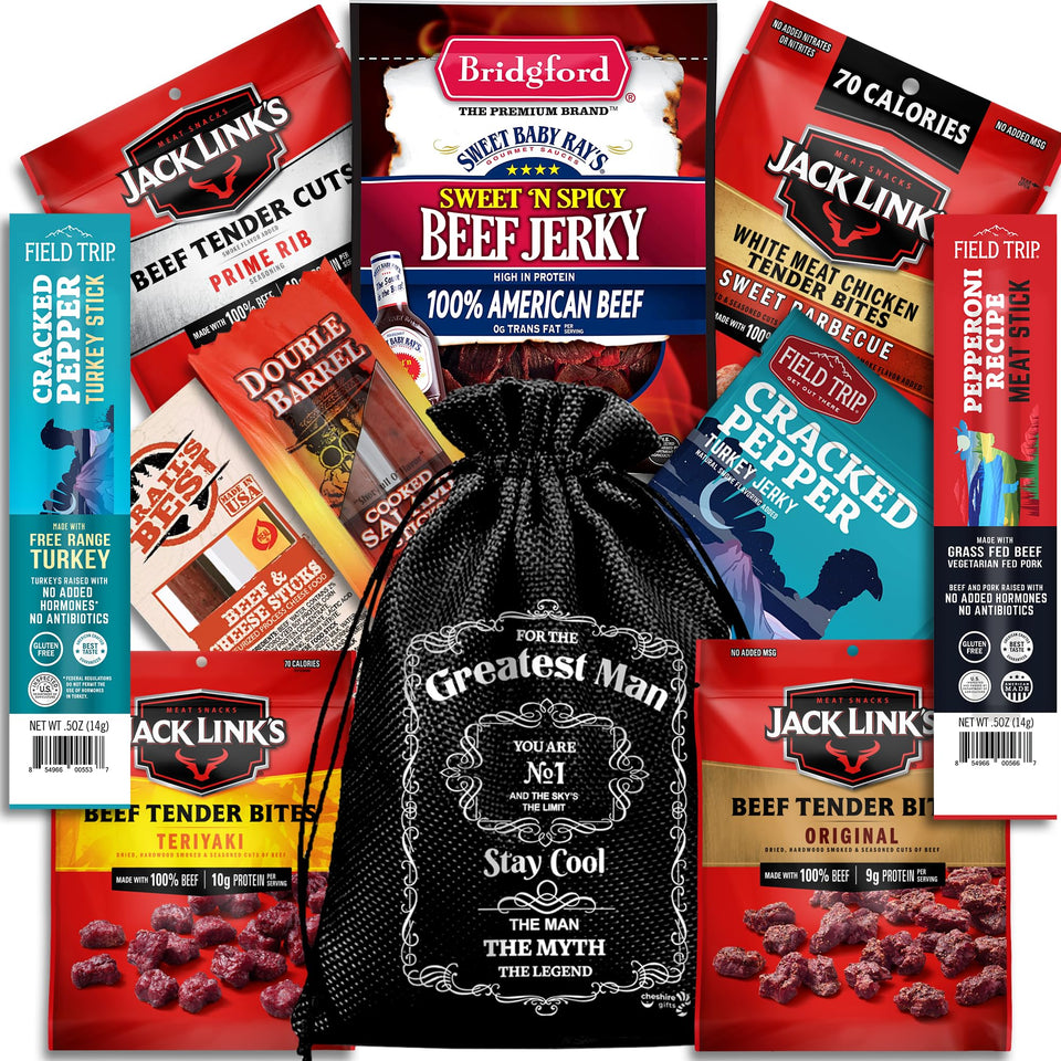 Cheshire Gifts beef jerky gift basket variety pack for gifting and on-the-go snacking