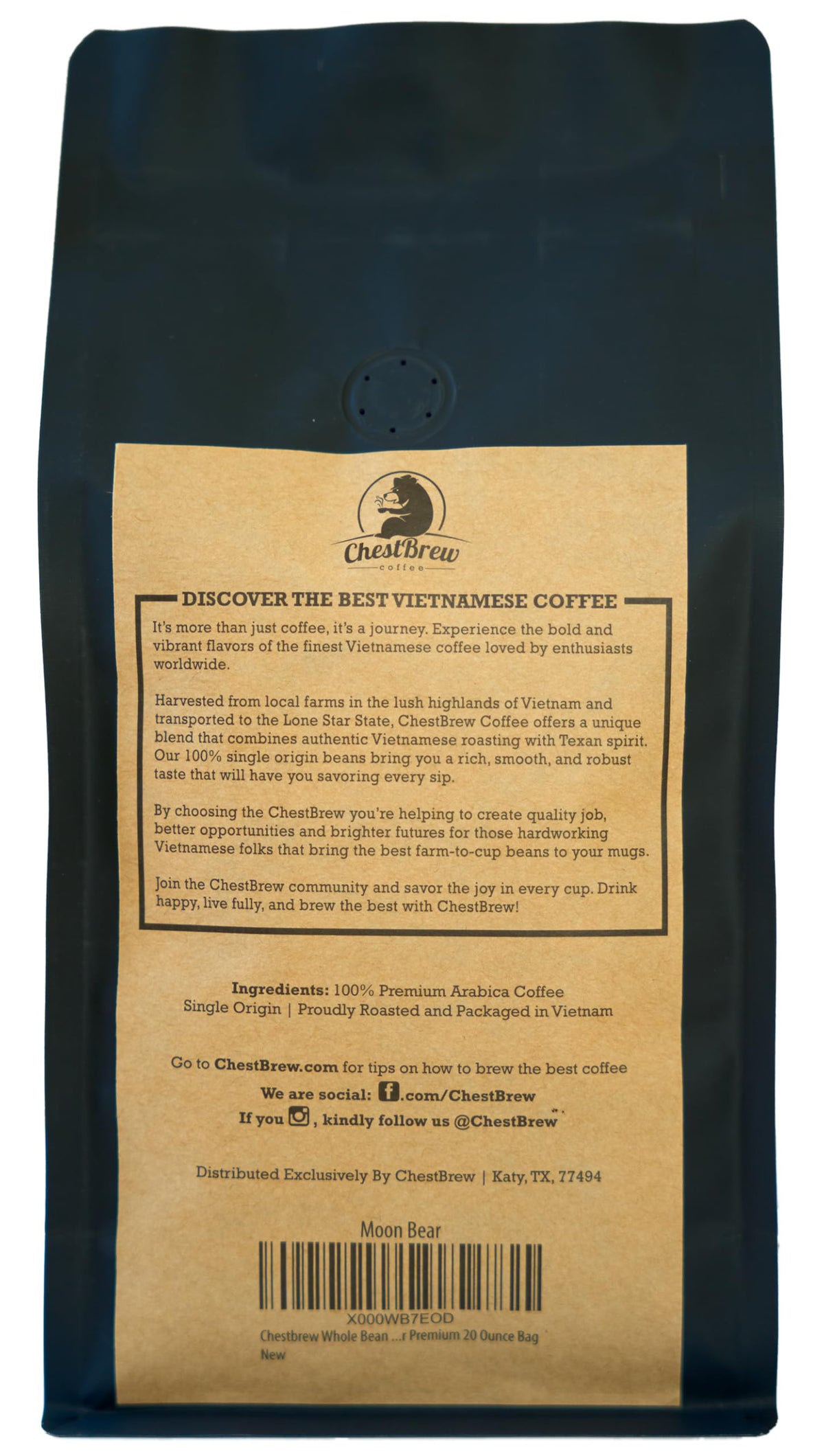 ChestBrew Moon Bear Arabica close-up highlighting smooth, nutty notes.