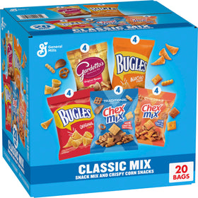 Chex Mix Classic Variety Pack 20-count box for on-the-go snacking.