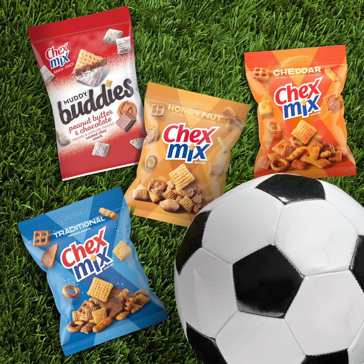 Chex Mix snack on the go in a party-ready setup