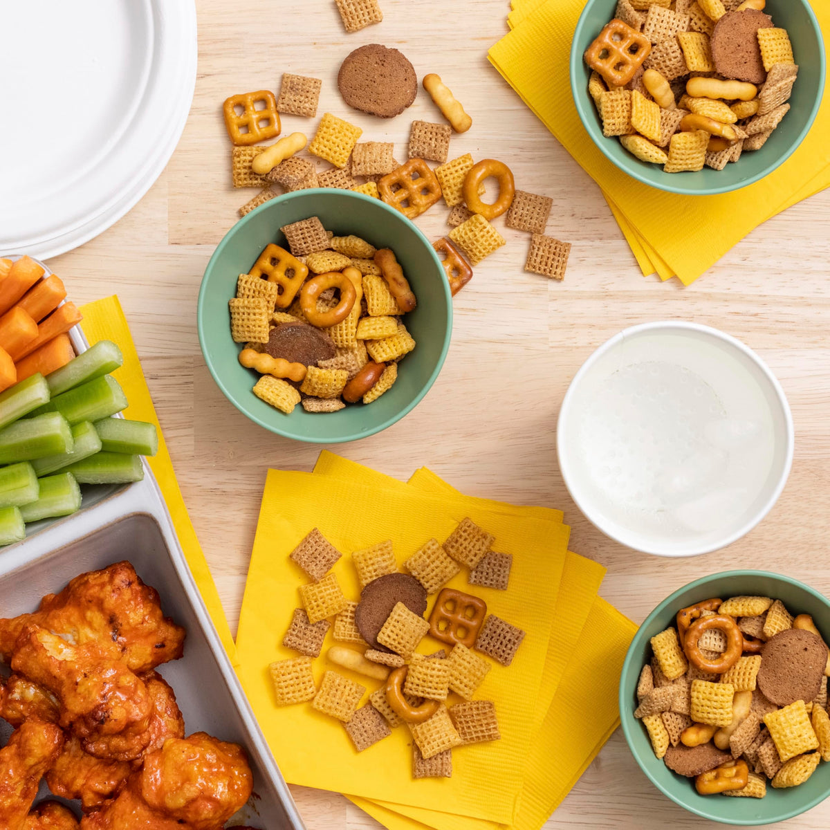 Texture-rich Chex Mix close-up highlighting variety and bite.