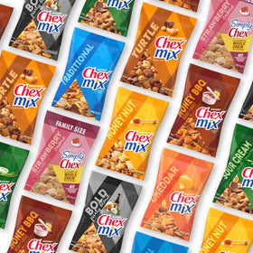 Chex Mix nutrition label highlights whole grain content and claims