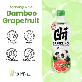 Chi Forest bamboo-grapefruit flavor closeup highlights bright citrus and bubbles.