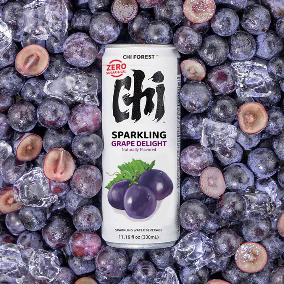 CHI FOREST Grape Delight bottle with vibrant grape flavor and zero sugar.
