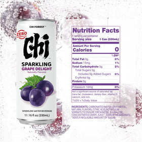 CHI FOREST Grape Delight can display bright carbonation for a refreshing sip.