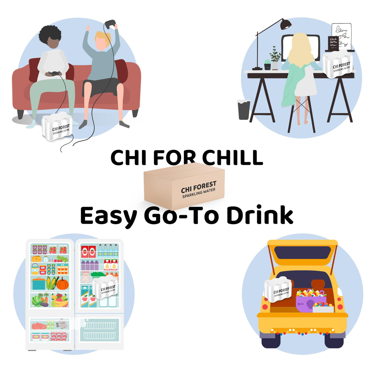 CHI FOREST Grape Delight fizz capture conveys extra bubbles for a refreshing moment.