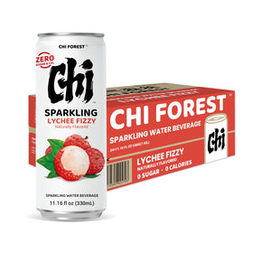 Sunlit outdoor setting with CHI FOREST Lychee for a refreshing fizz