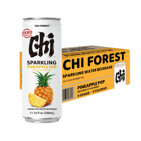 CHI FOREST Pineapple label closeup noting zero artificial flavors