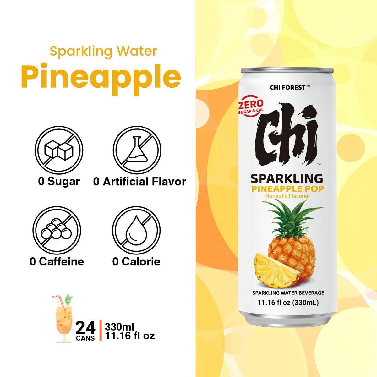 CHI FOREST Pineapple sparkling water promotional 24-pack ready to share