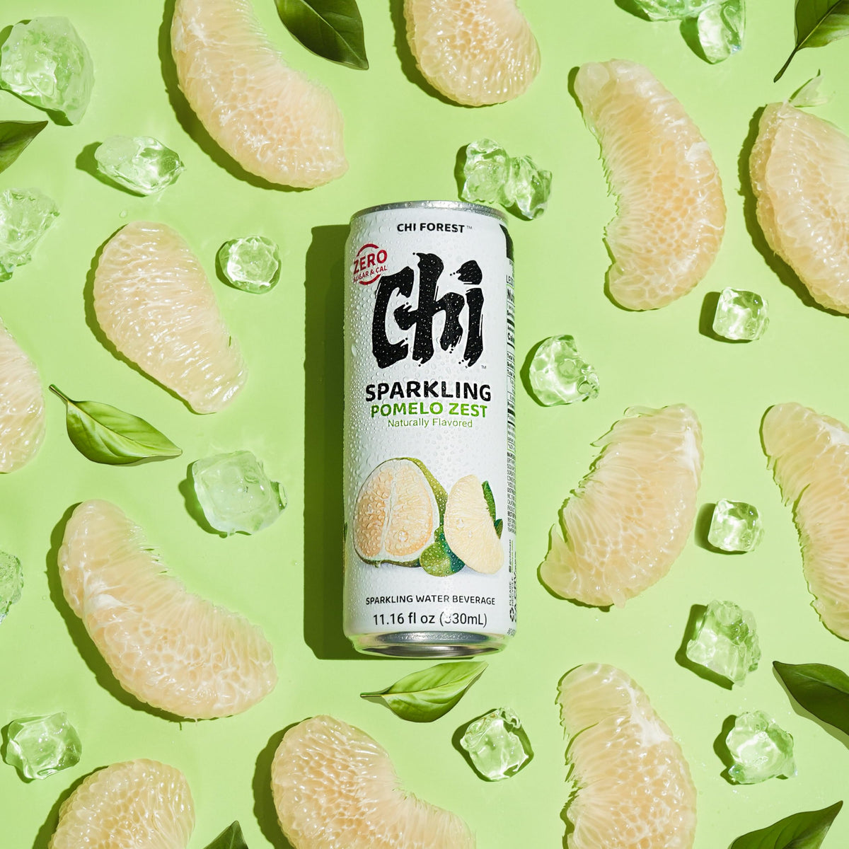CHI FOREST Pomelo Sparkling Water can with bright fizz for a refreshing sip.