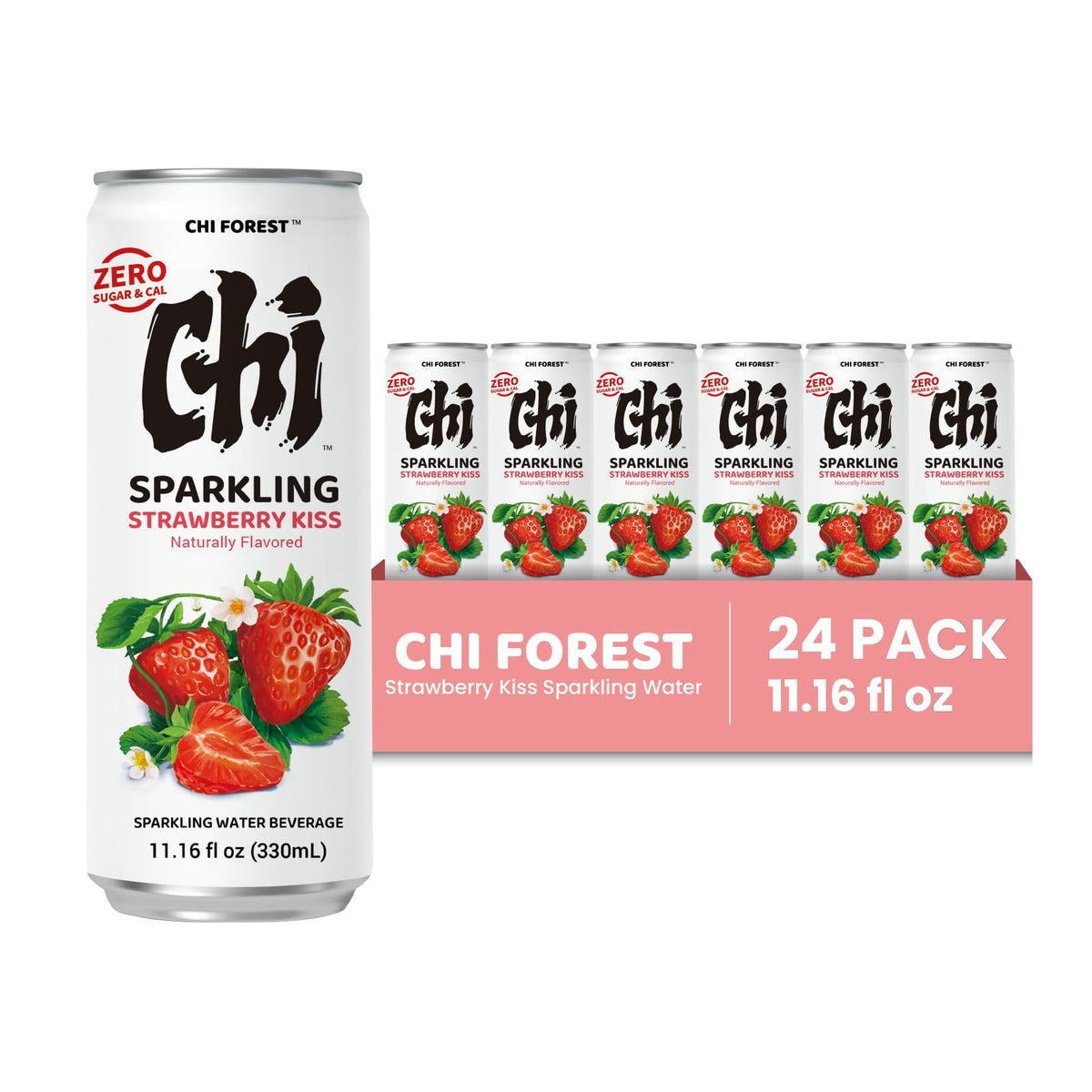 Chi Forest Strawberry Sparkling Water pour-glass emphasizes lively bubbles and a clean finish for easy sipping.