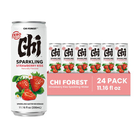 Chi Forest Strawberry Sparkling Water pour-glass emphasizes lively bubbles and a clean finish for easy sipping.