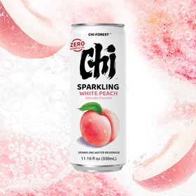 CHI FOREST Zero sugar label on a CHI FOREST sparkling water can