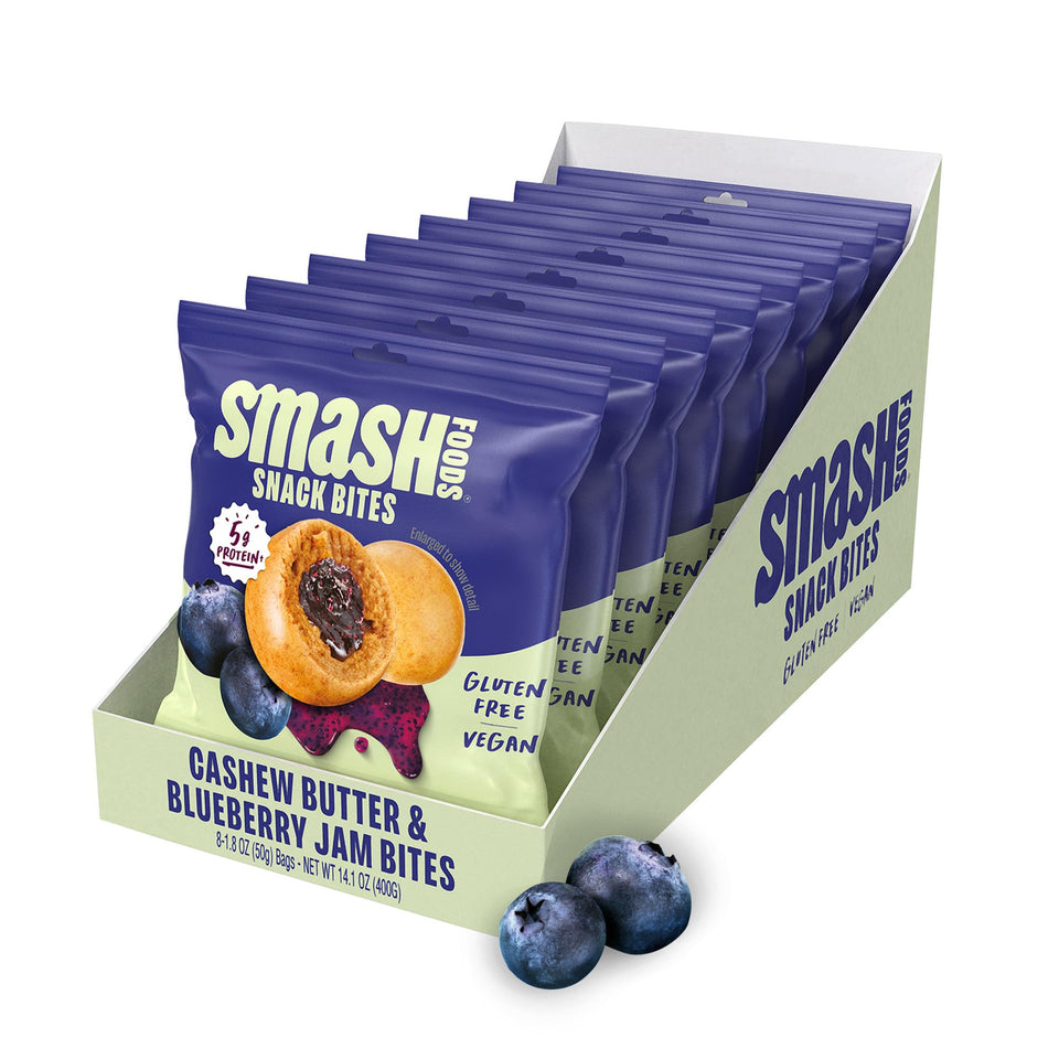 Chia Smash Blueberry Cashew Bites Pack—convenient gluten-free plant-based snack
