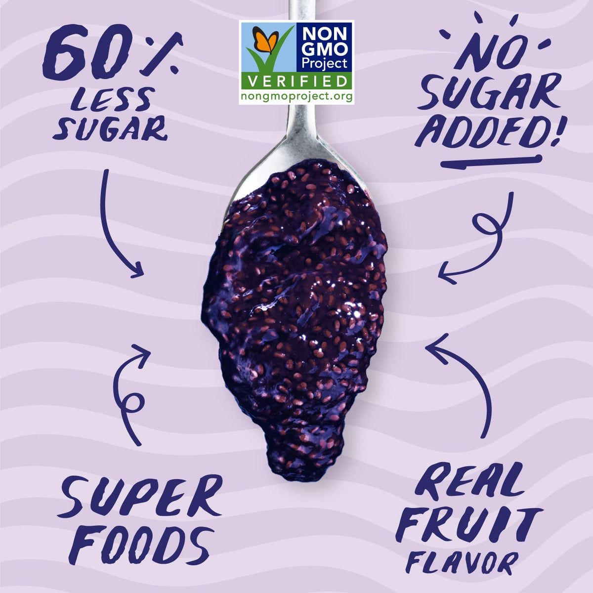 Chia Smash Grape Jam dollop on oats for fiber-rich morning boost