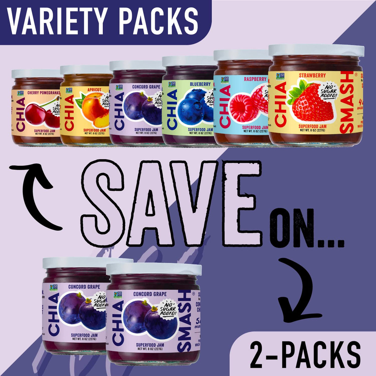 Chia Smash Grape Jam upcycled fruit note signaling sustainability