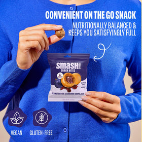 Chia Smash Grape Snack Bites pictured in lunchbox for busy days.