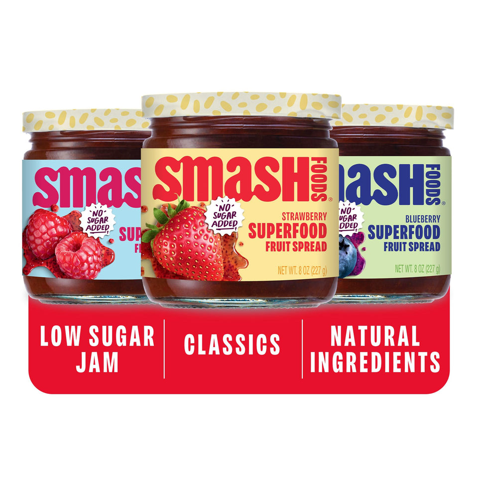 Chia Smash classics strawberry jar with real fruit and no added sugar