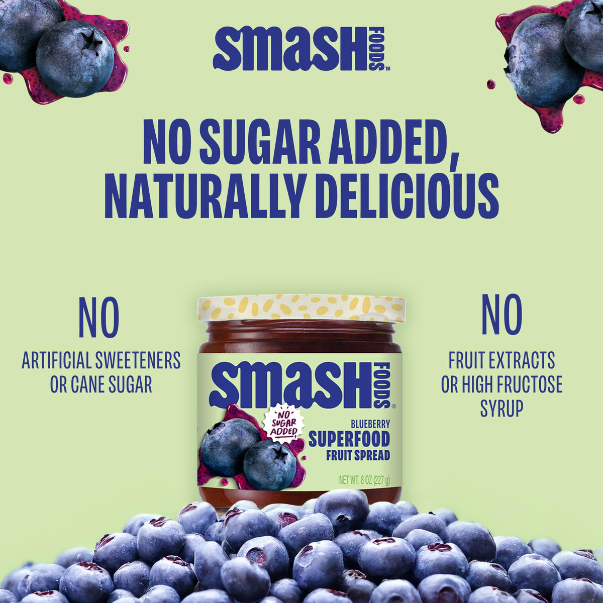 Chia Smash on pancakes demonstrates low-sugar fruity flavor