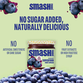 Chia Smash on pancakes demonstrates low-sugar fruity flavor