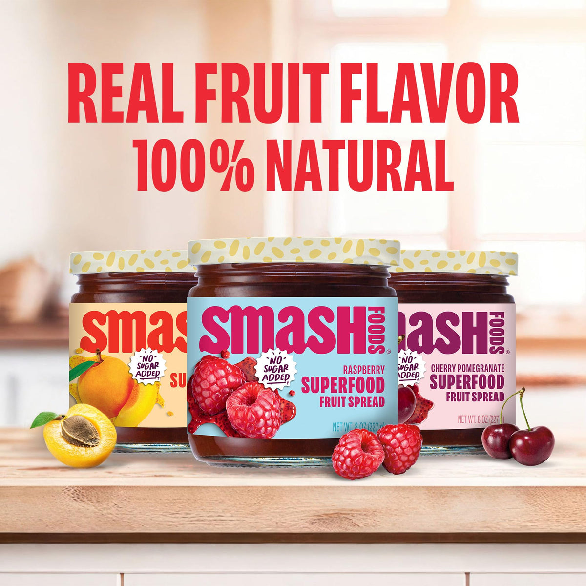 Chia Smash raspberry jam jar on toast shows vibrant, natural sweetness.