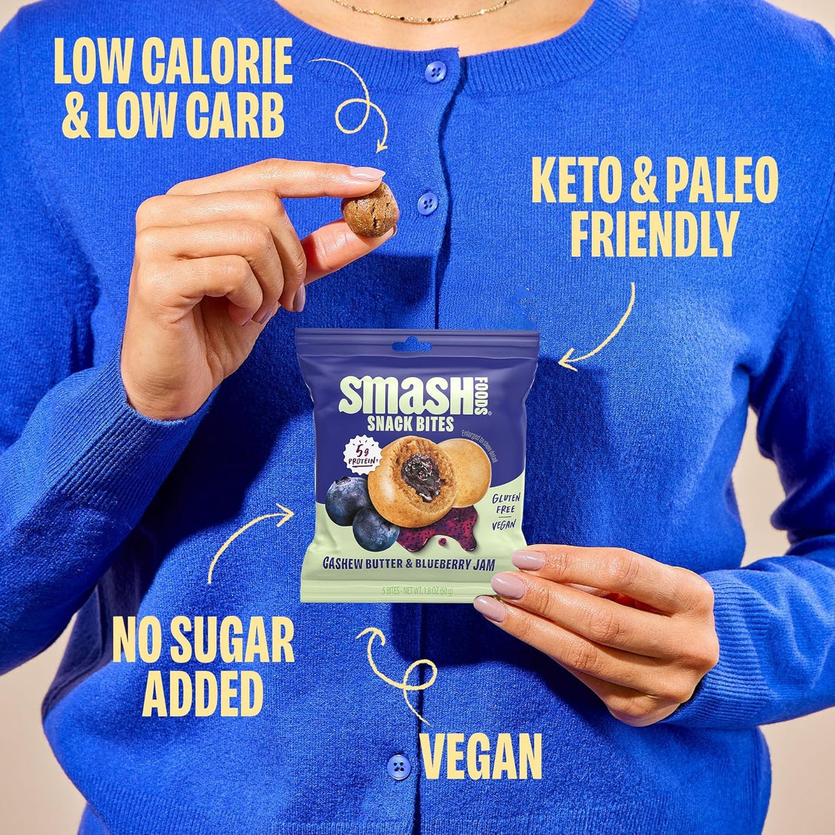 Chia Smash Smash Bites nostalgic flavor in a compact protein-packed bite.