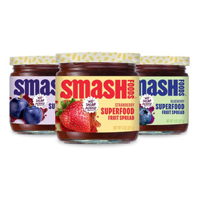 Chia Smash strawberry jam jar with real fruit flavor, great on toast