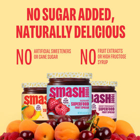 Chia Smash upcycled fruit ingredients scene emphasizes sustainable sourcing.