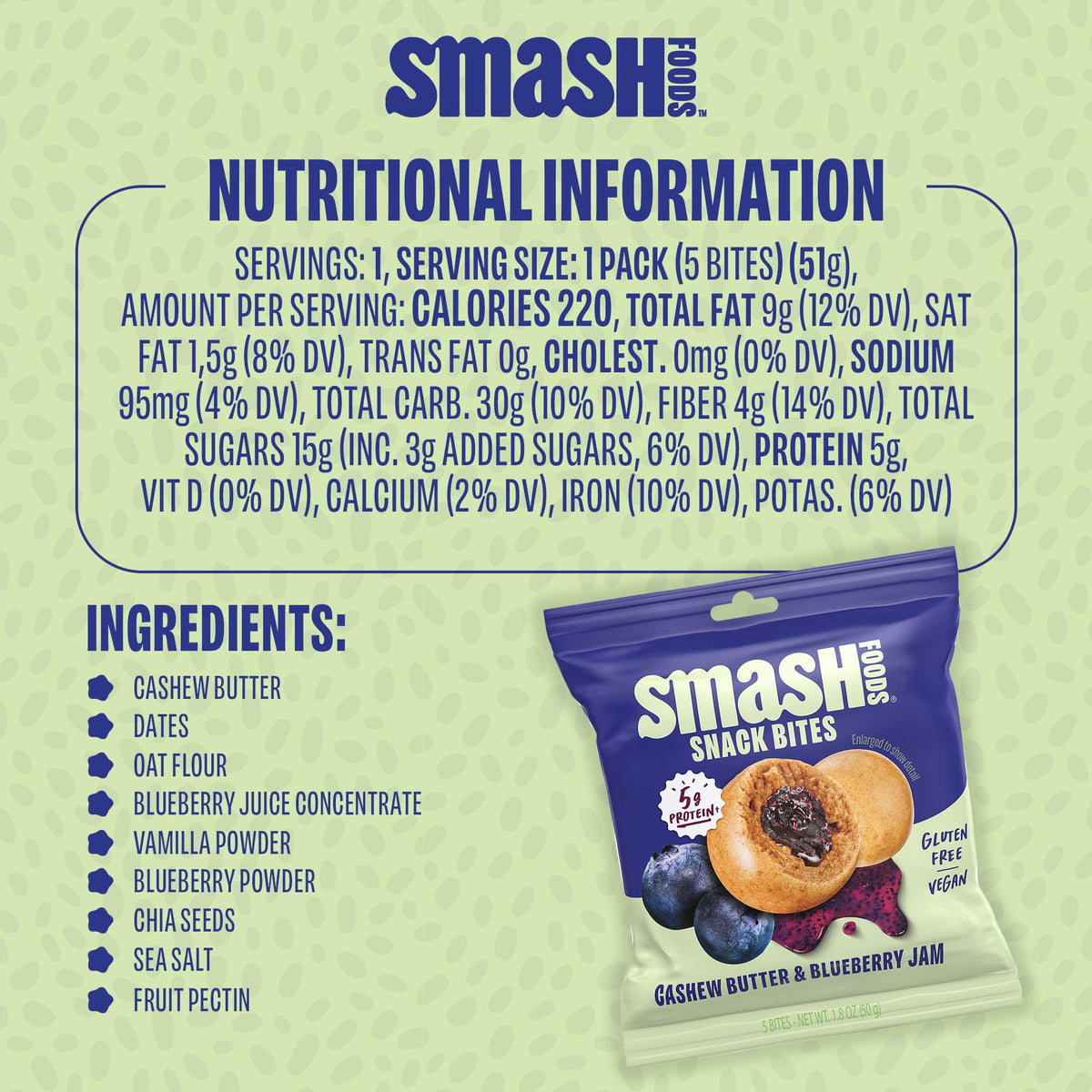 Chia Smash Vegan Gluten-Free Bites—clean plant-based ingredients