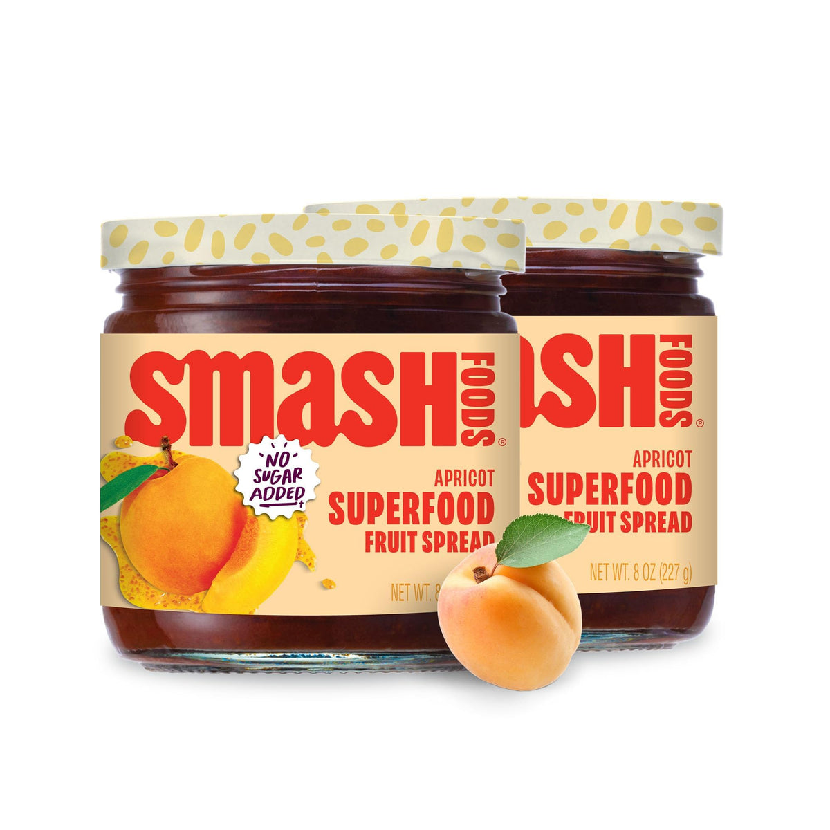 Chia Smash Apricot Jam bottle pour showing smooth, spreadable texture for quick breakfasts.