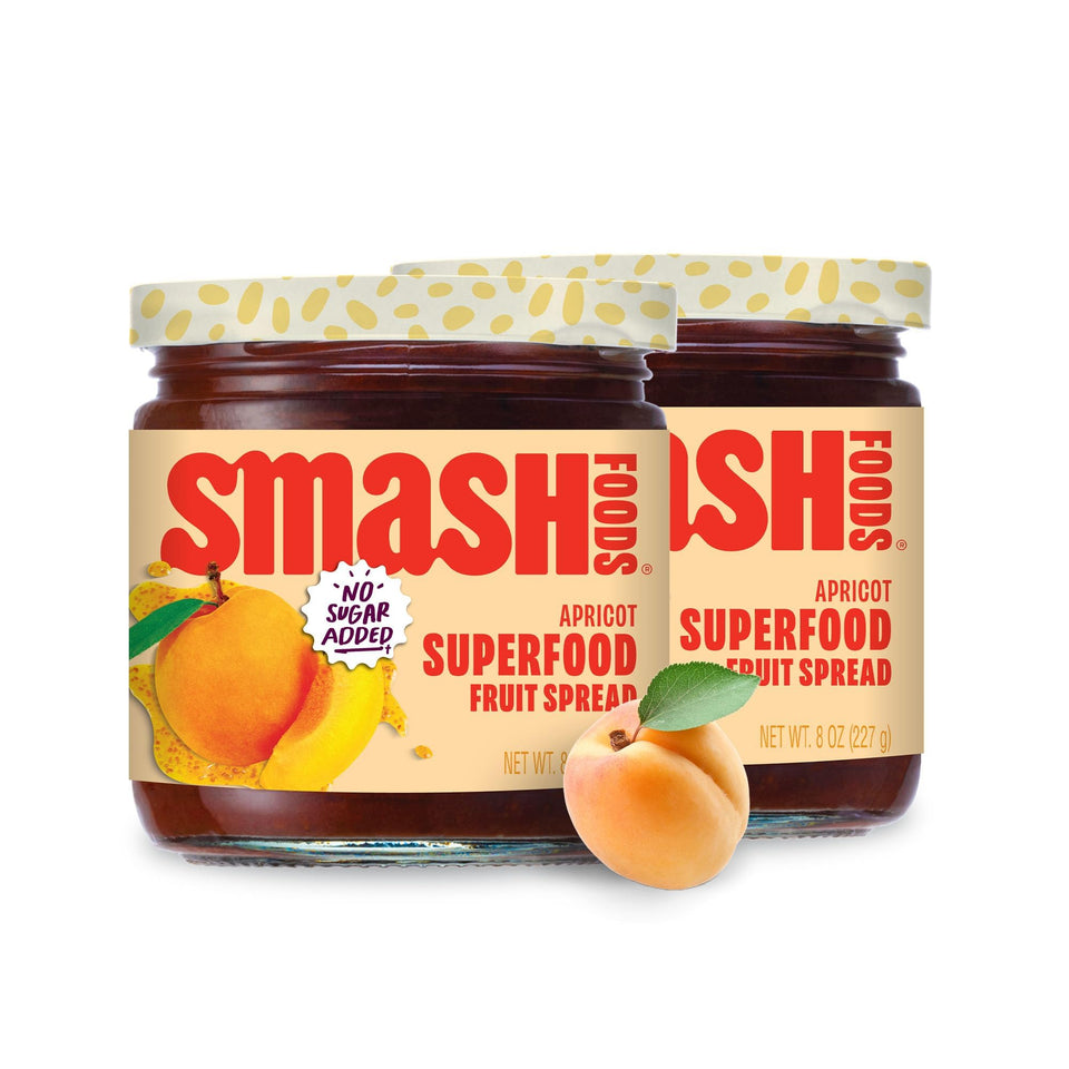 Chia Smash Apricot Jam bottle pour showing smooth, spreadable texture for quick breakfasts.