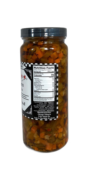 Chicago Johnny's Giardiniera jar close-up signals handmade authenticity
