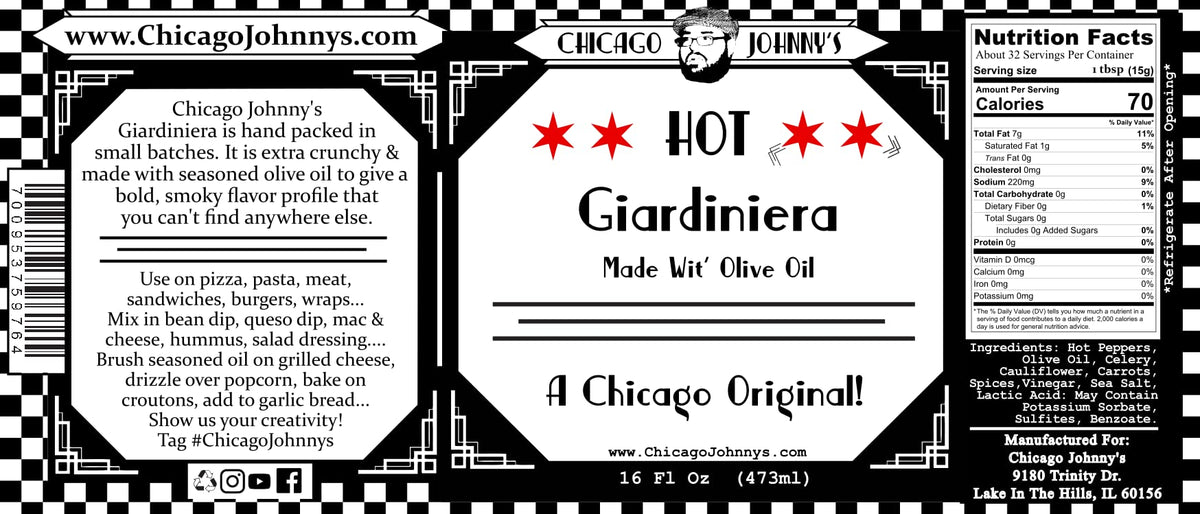 Sandwich image with Chicago Johnny's giardiniera oil drizzle for flavor boost