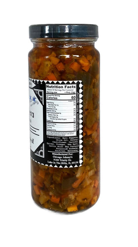 Chicago Johnny's olive oil giardiniera jar in glass packaging