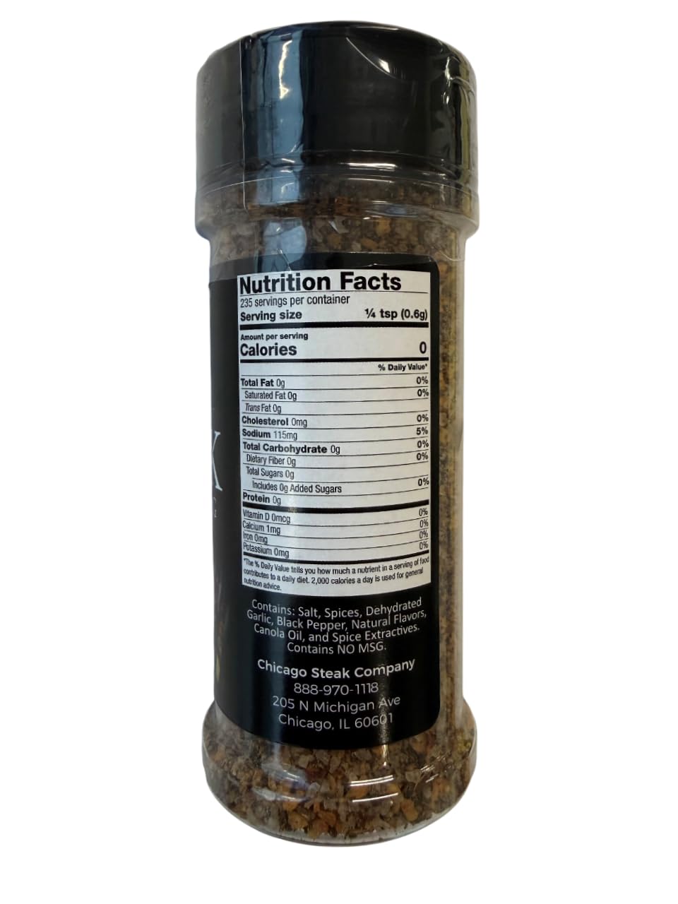 Chicago Steak Company Seasoning-coated steak shows a juicy, flavorful crust