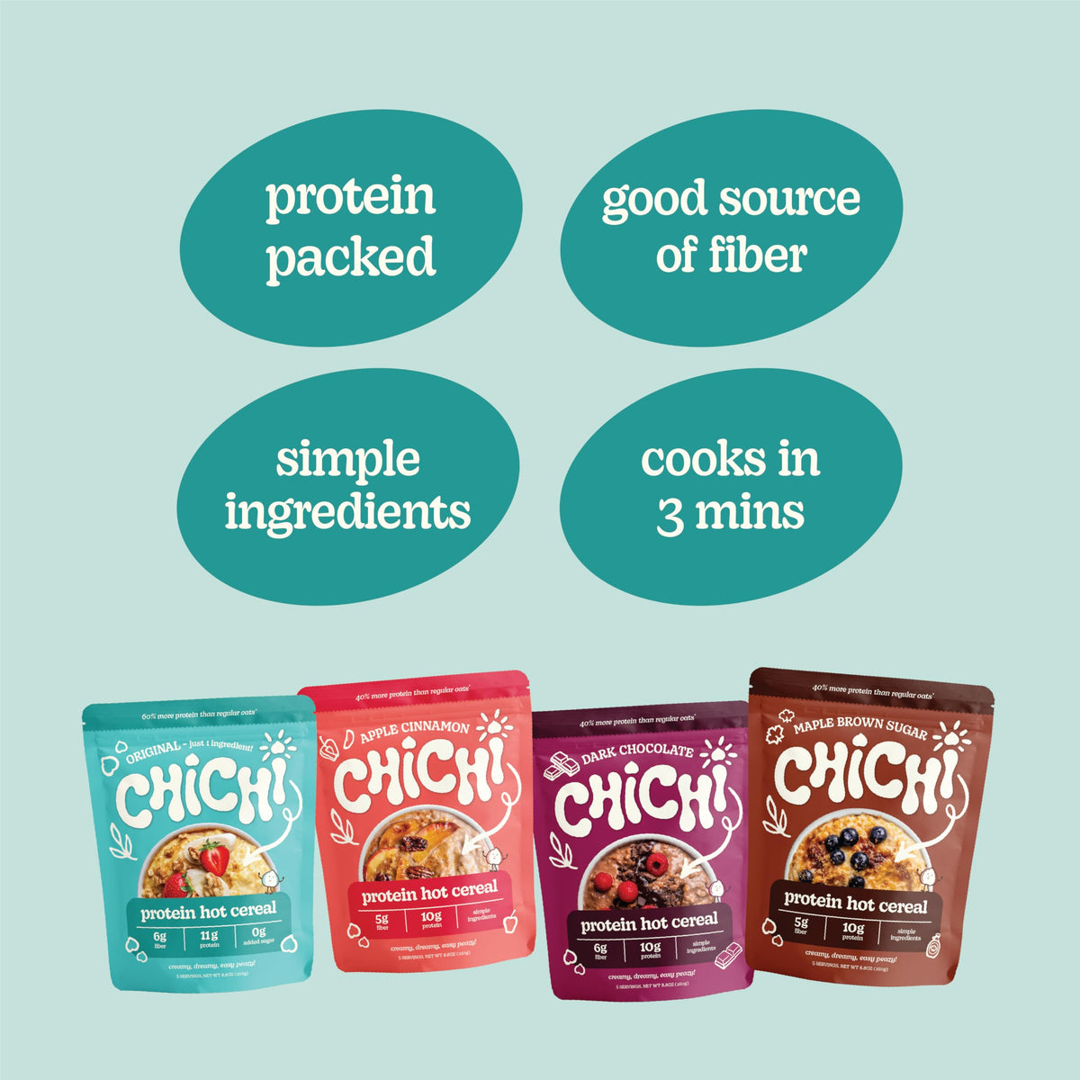 ChiChi dark chocolate flavor hot cereal offers a brownie-like healthy twist.