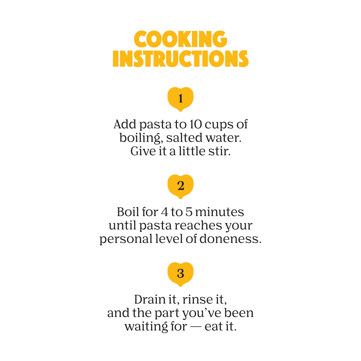Chickapea ingredients label highlights chickpeas and yellow peas in a two-ingredient pasta