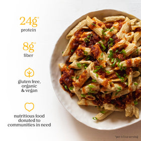 Chickapea pasta cooking in pot ready in minutes.