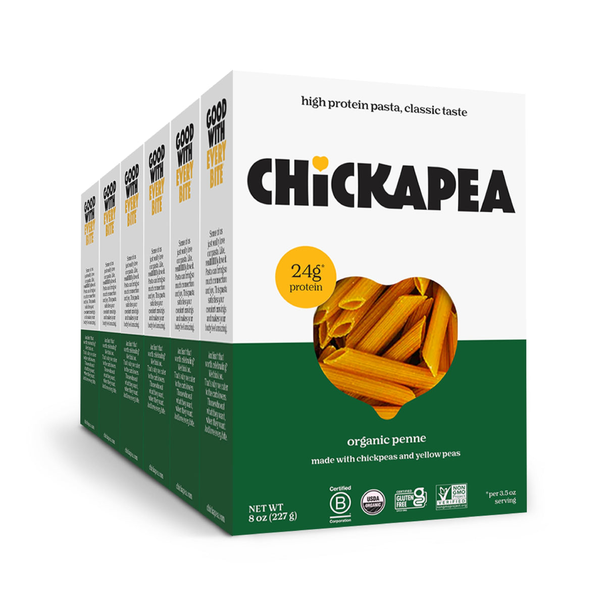 Chickapea penne pasta pack6 hero showing protein-rich, convenient dinner option.