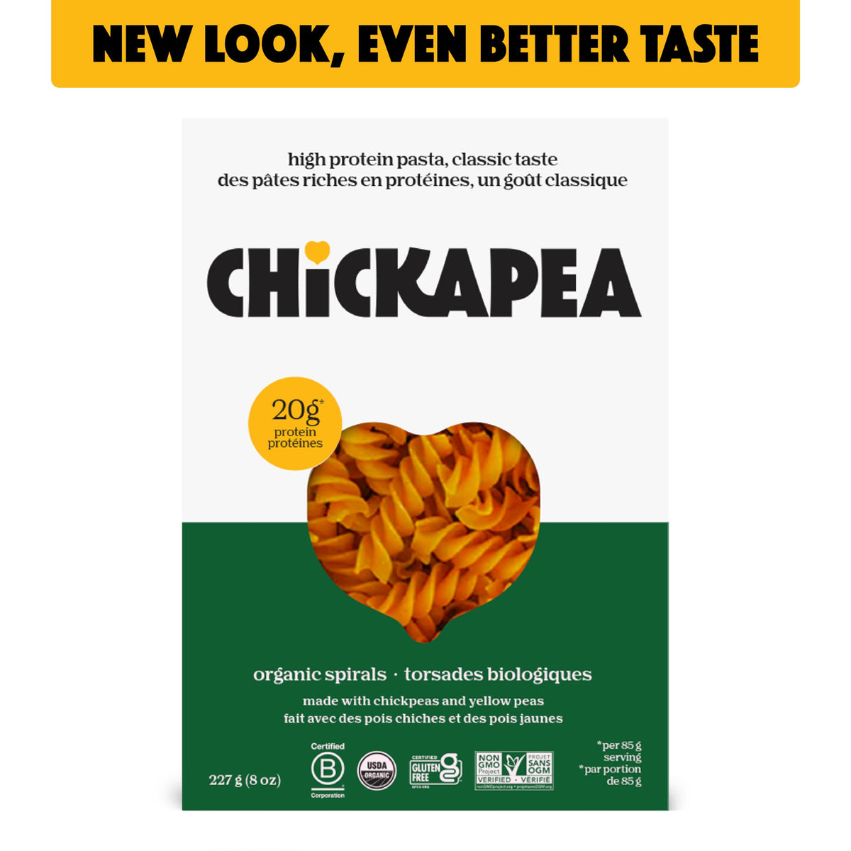 Chickapea two ingredient pasta with chickpeas and yellow peas for simple nutrition.