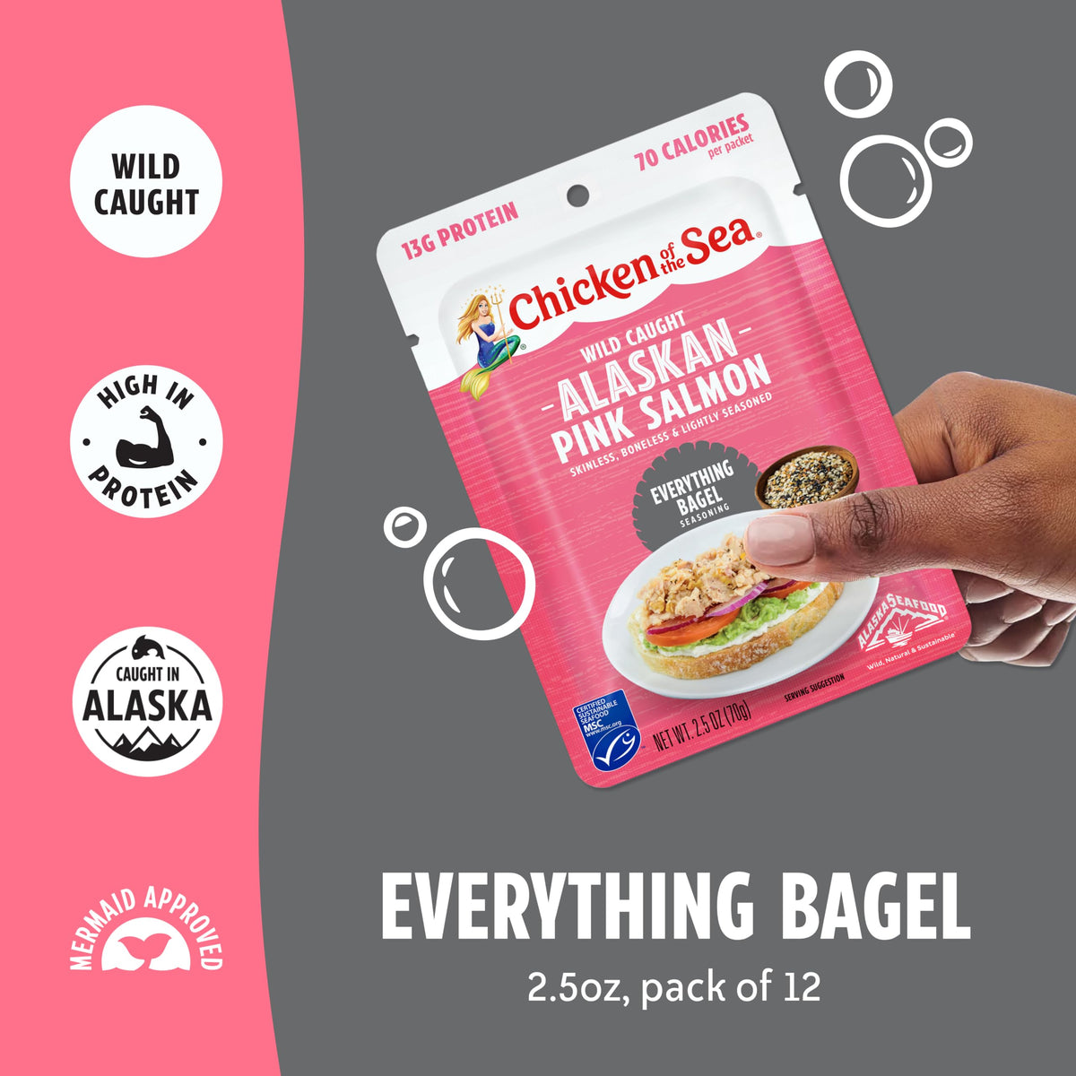 Chicken of the Sea Alaskan Pink Salmon 12-pack on shelf for bulk meals