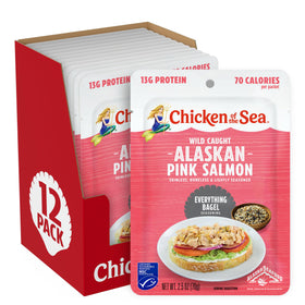 Chicken of the Sea Alaskan Pink Salmon everything-bagel packet front view for on-the-go protein