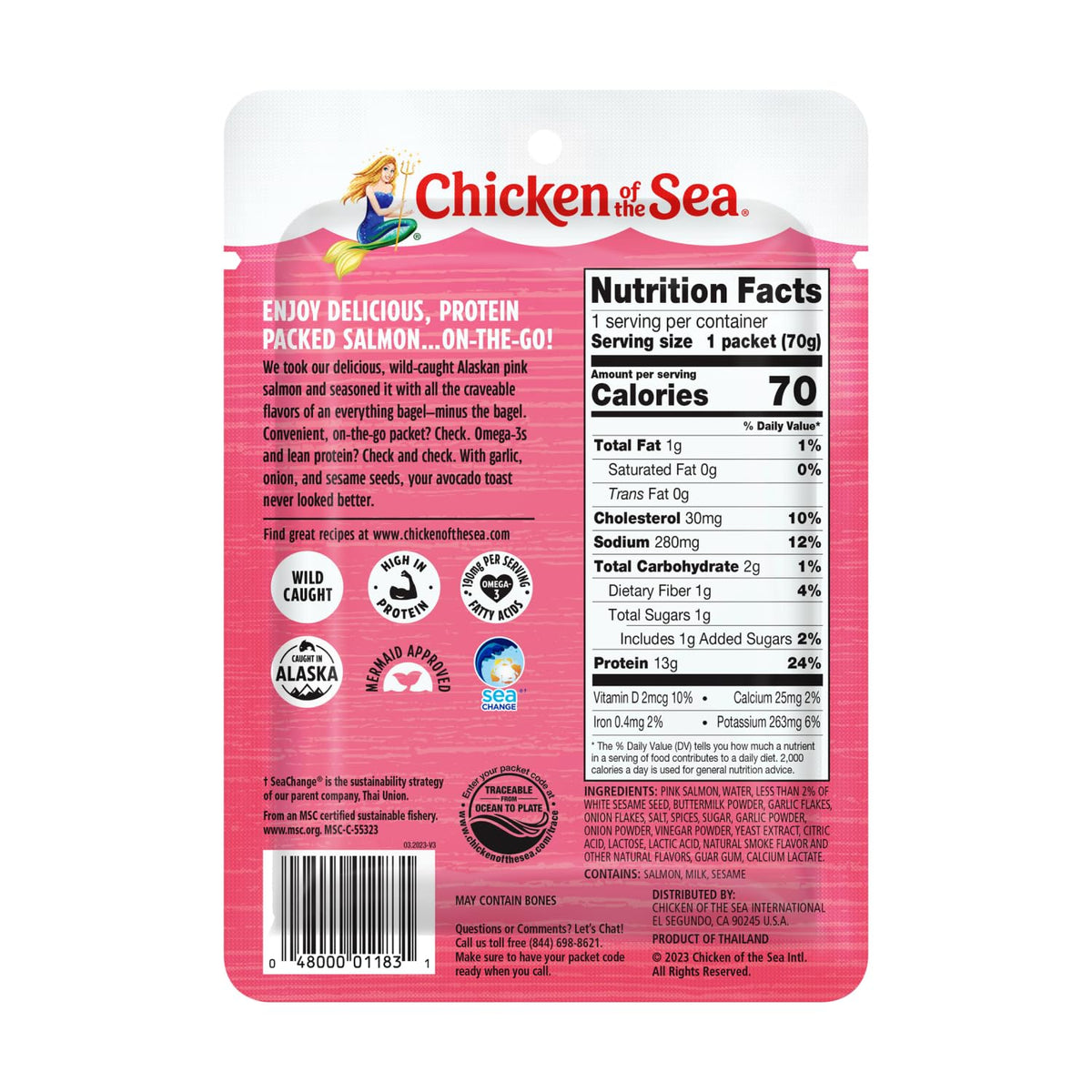 Chicken of the Sea pink salmon ready-to-eat packet opened for avocado toast