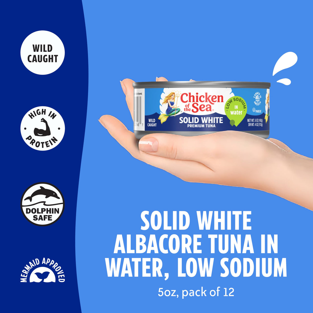 Chicken of the Sea albacore tuna in water 12-pack on display.