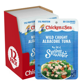 Chicken of the Sea albacore tuna in water pack of 12, convenient protein for meals.