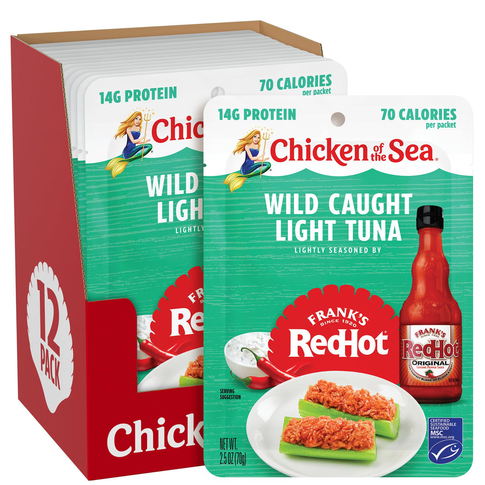 Chicken of the Sea Frank's RedHot tuna packet front view for ready-to-eat meals